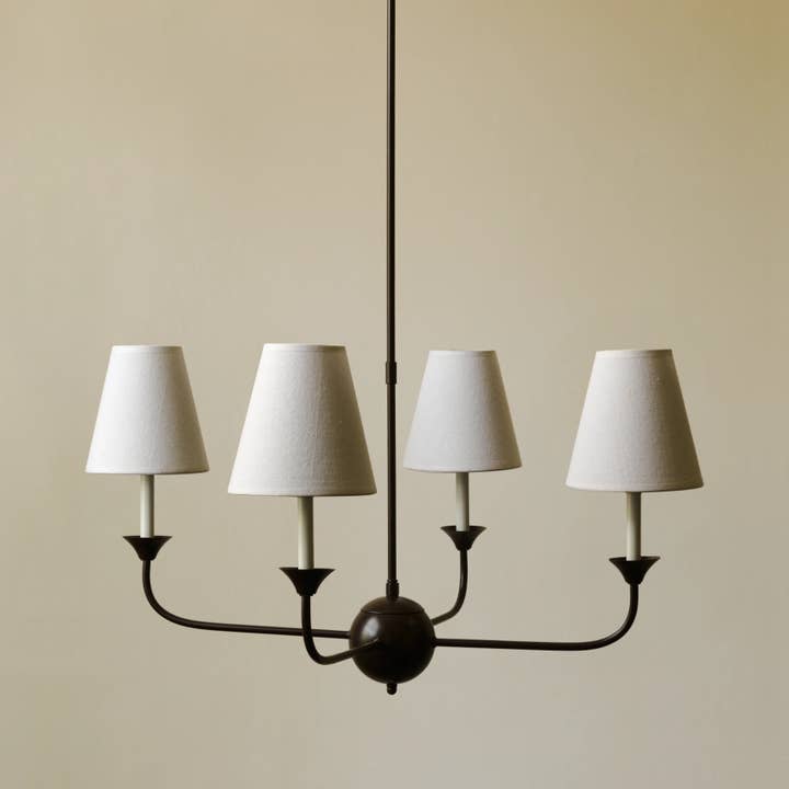 Pigalle 4 Lights Vintage White Linen Lampshades Chandelier for wholesale by Morel