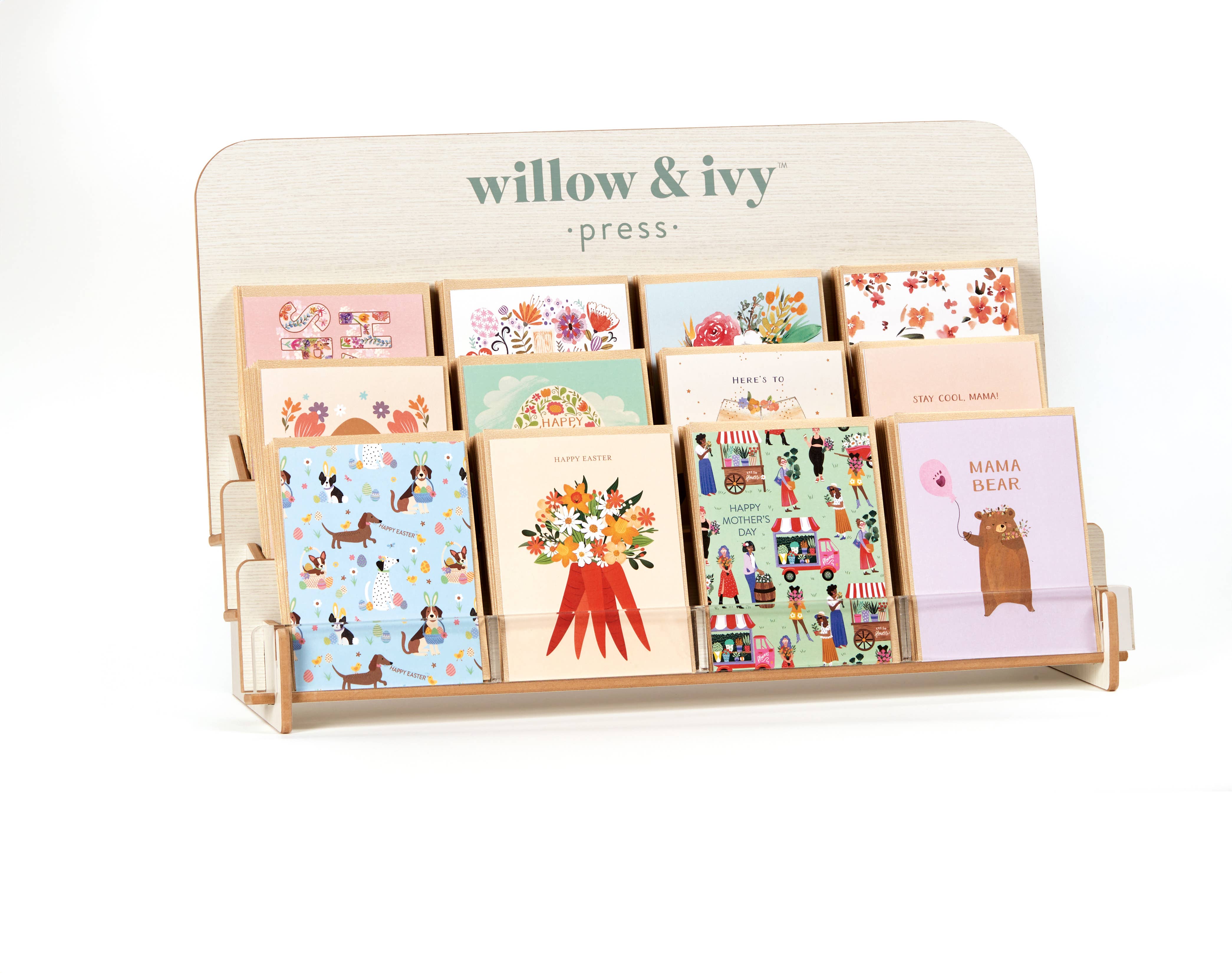 Willow & Ivy Press - Wholesale Retailer Display - Paper & Novelty - Greeting Card Counter Display $10 w/ 12 Units of Cards2