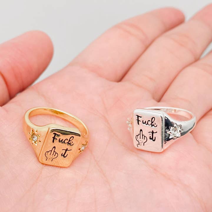 Mio Queena - Wholesale Cocktail/Statement Ring - 'Fuck it' Square Ring