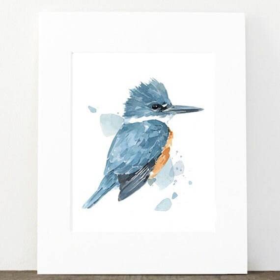 Studio Tuesday - Vente Affiche d'art - Impression aquarelle Kingfisher, peinture aux oiseaux