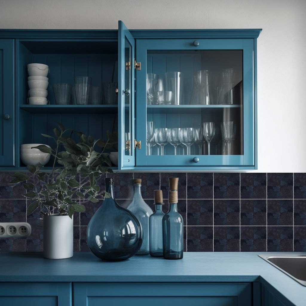 Mi Alma LLC - Wholesale Wall Tile - Solid Black Dark gray Peel And Stick Easy Transforming Dark backsplash Model -R976