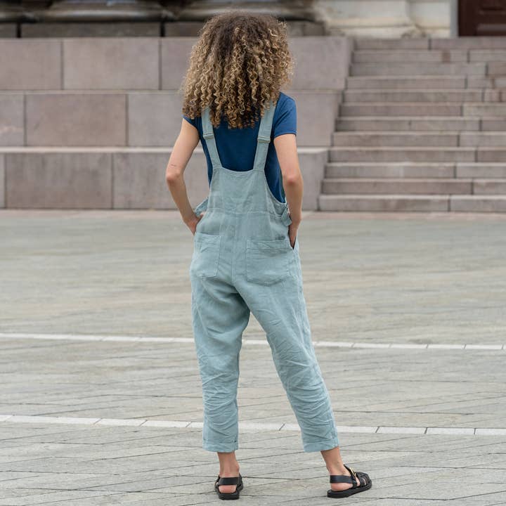 menique - Wholesale Jumpsuit - Women's - Linen Pinafore Jumpsuit Nicci - Summer Loose Romper Overall1