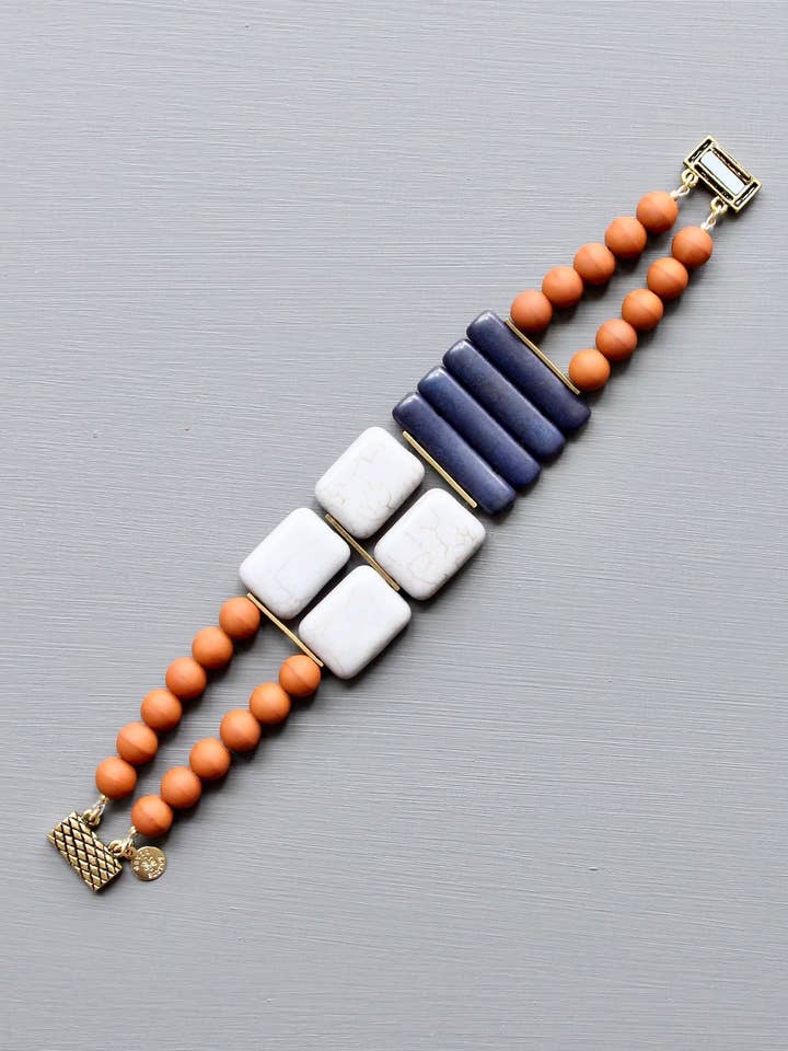 JLTB06 navy and gray bracelet for wholesale by David Aubrey Jewelry