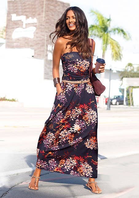 Multi Print LASCANA Women's Bandeau Maxi Dress for wholesale on Faire0