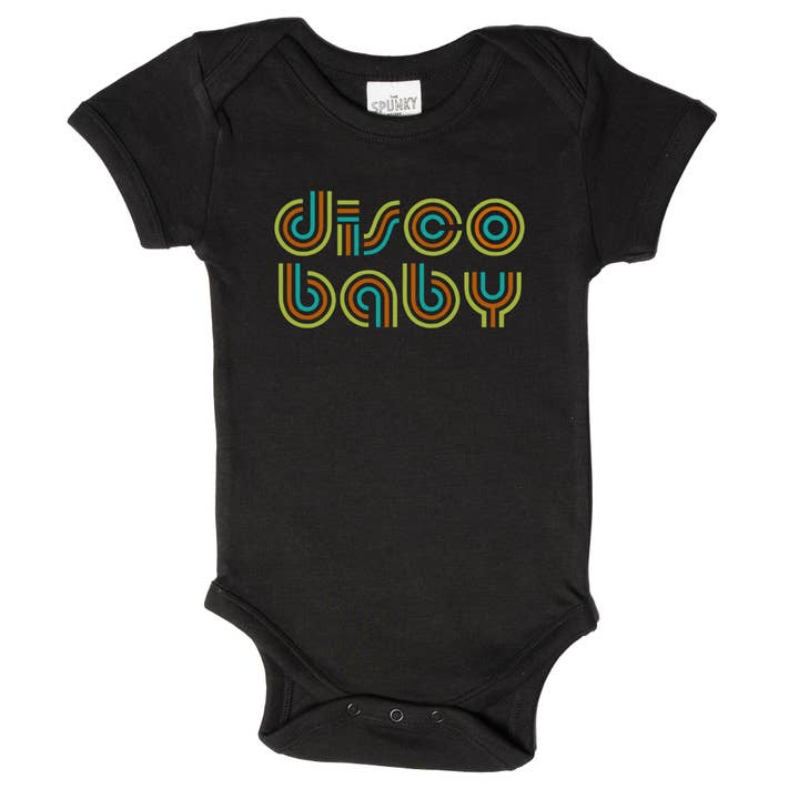 Body da bambino in cotone biologico Retro Vintage Dance Disco anni '70 per la vendita all'ingrosso da parte di Spunky Stork