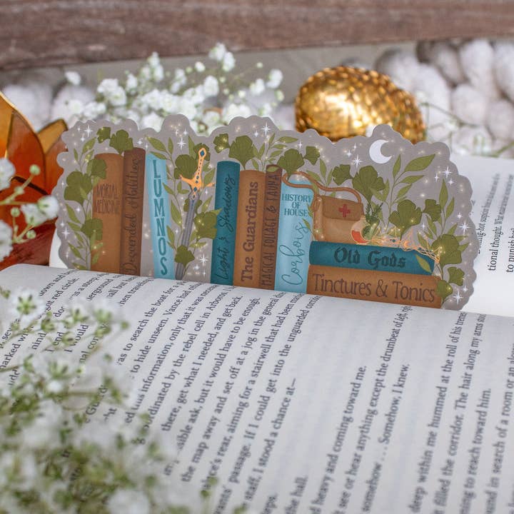 Meaggie Moos - Wholesale Bookmark - Diem's Bookshelf Die-Cut Bookmark | Everflame5