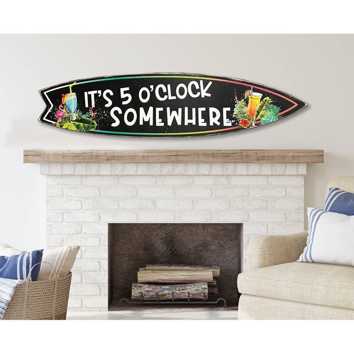 Jarmz Designs - Wholesale Sign - SURF BOARD WALL ACCENT 5 O'CLOCK SOMEWHERE2