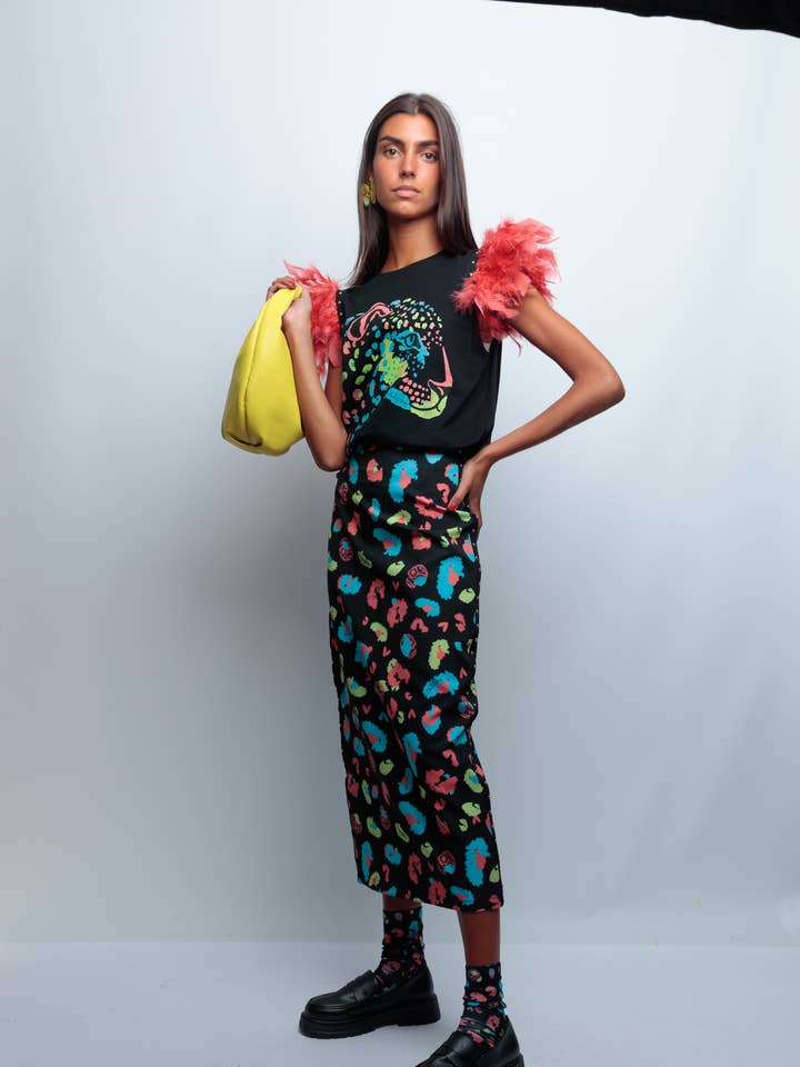 Saia longa com estampa caveira por atacado de Chill&Buy