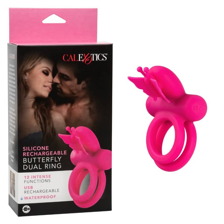 Bague à double papillon rechargeable en silicone pour la vente par CalExotics