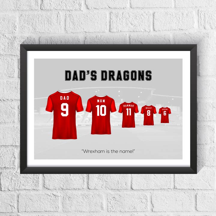 Imprimé personnalisé de la famille Wrexham pour la vente par Man of the Match Football