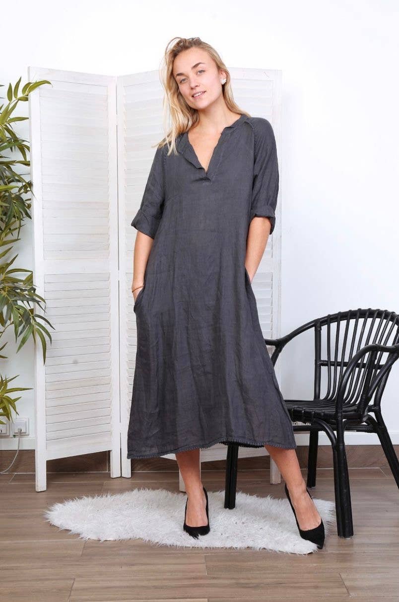 LÉA & LUC - Wholesale Dress - Women's - Long dress in 100% linen REF.716158