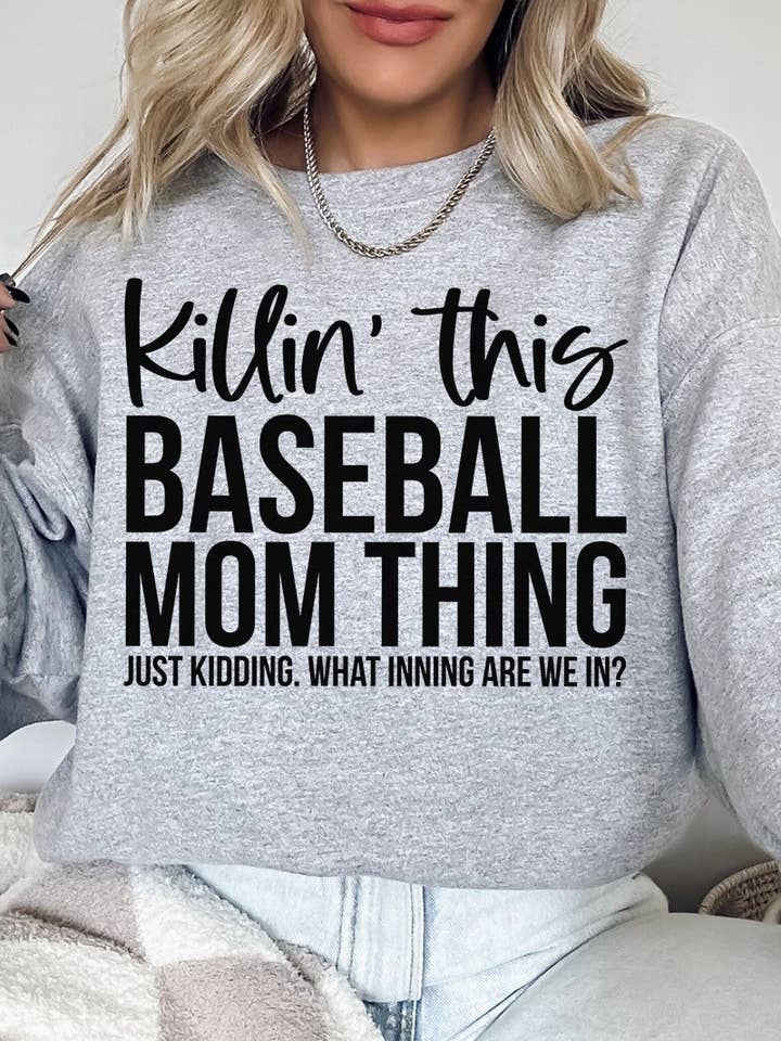 Wholesale Accessory Market - Wholesale Graphic Sweatshirt - Women's - Killin' This Baseball Mom Thing Heavy-weight Crew Sweatshirt1