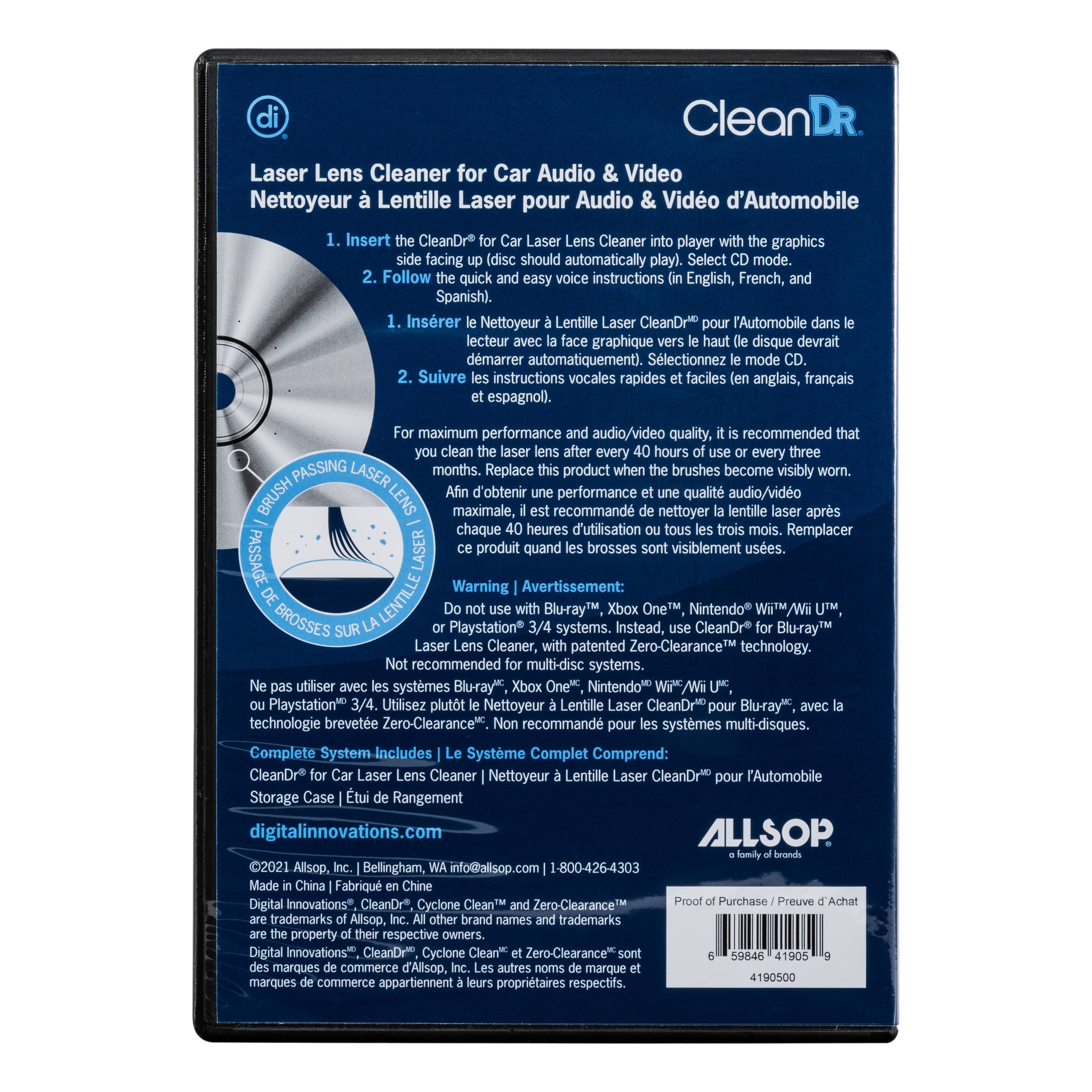 Allsop, Inc - Venta al por mayor Paño de limpieza - DI - CleanDr® para limpiador de lentes láser de audio y video para automóviles6