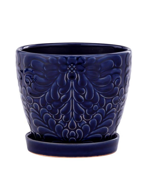 6" Cobalt Blue Pot w/Saucer Item #13811 for wholesale by Napco