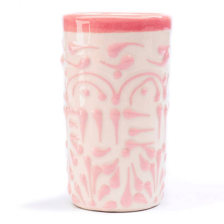 MEXTEQUIL - Wholesale Shot Glass - MEXTEQUIL Talavera Ceramic Shot Glasses - Set of 4 - 2 Oz-Pink Lace