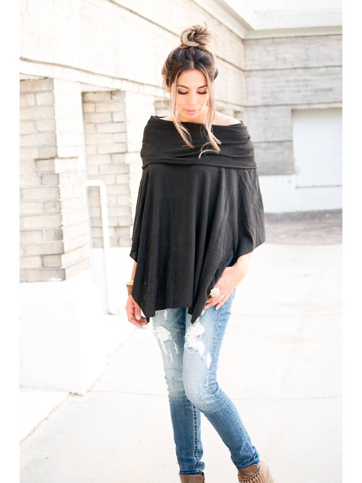 Hipster Row - Wholesale Poncho - Women's - Off-Shoulder Poncho10