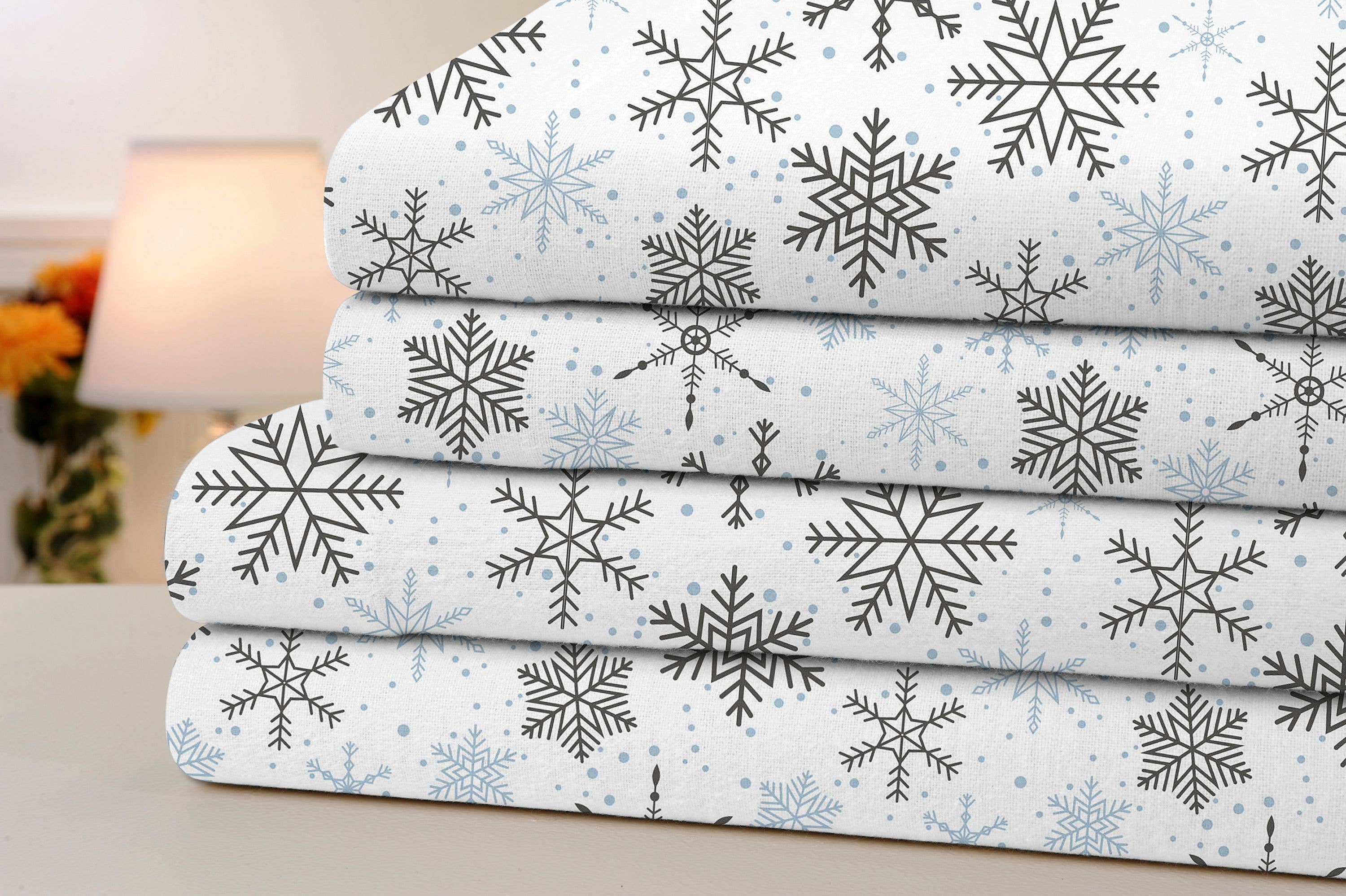 Bed Bath Fashions - Wholesale Sheet Set - Bibb Home Printed Flannel 4 Piece Sheet Set1