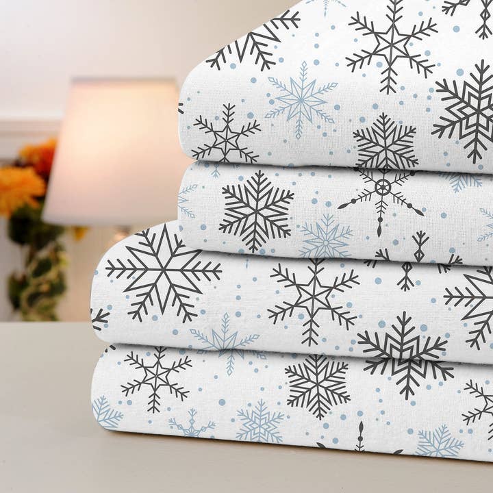 Bed Bath Fashions - Wholesale Sheet Set - Bibb Home Printed Flannel 4 Piece Sheet Set1