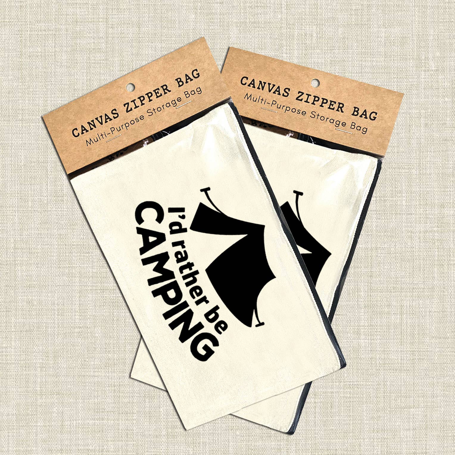 Coastal Creators of Connecticut - Wholesale Pouch - Women's - I'd Rather Be Camping Multi-Use Canvas Zipper Storage Bag1