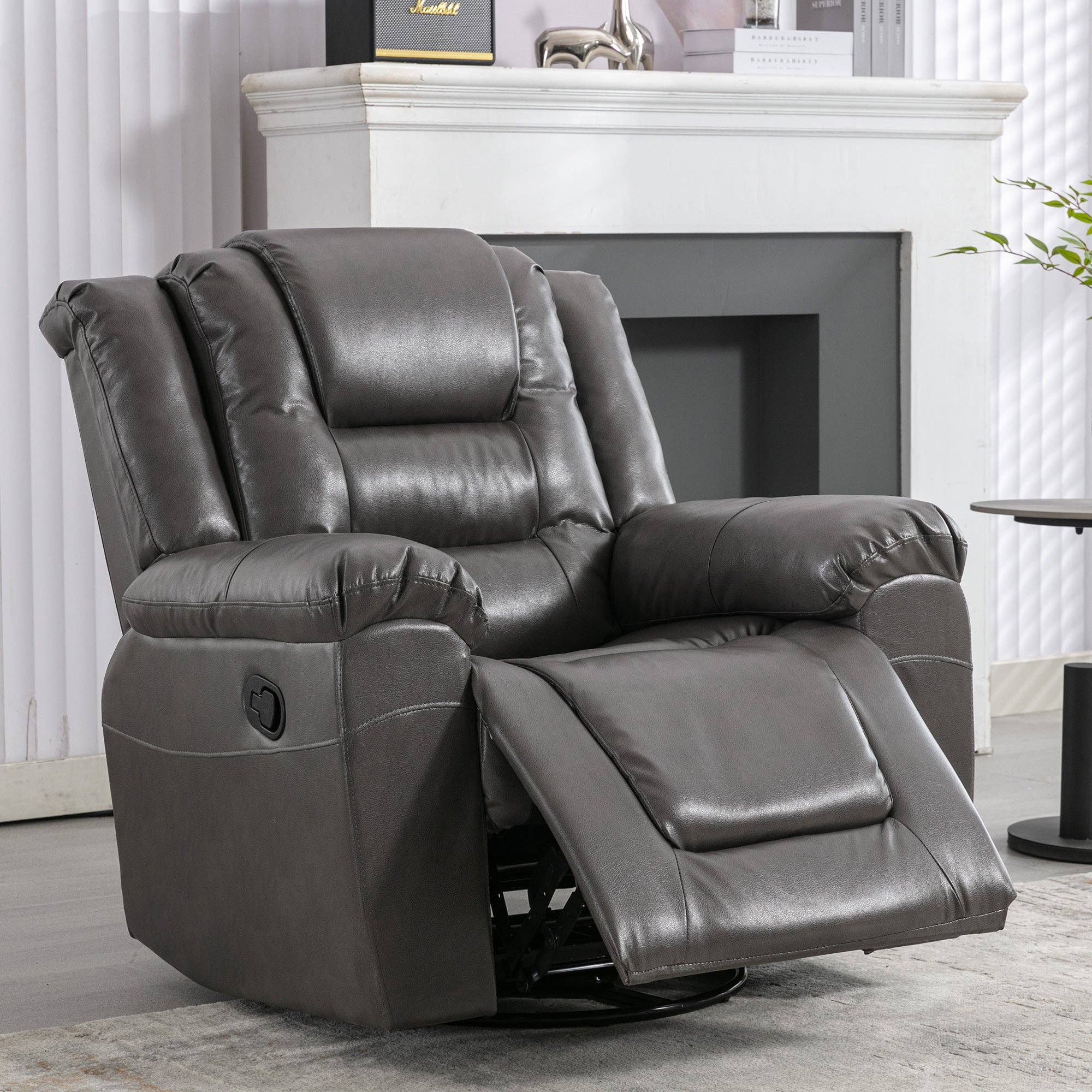 Orange County Decor - Wholesale Chair - 360 Swivel And Rocking Home Theater Recliner Manual Recliner Chair With Wide Armrest For Living Room,Bedroom, Grey Grey Foam Pu8