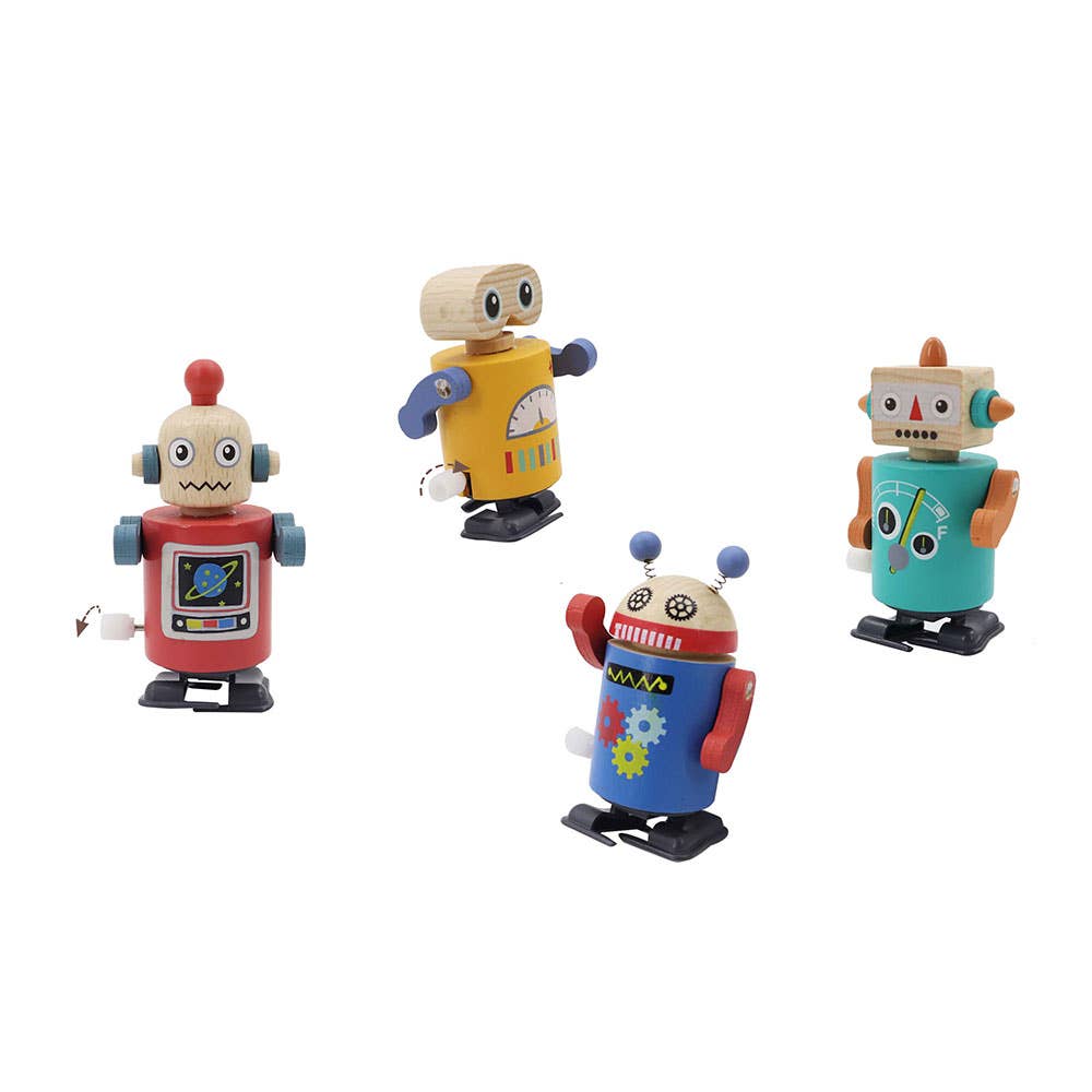 AJ Aguiar - Wholesale Classic Toy - Kids - Wooden Wind-Up Robots Exp.123