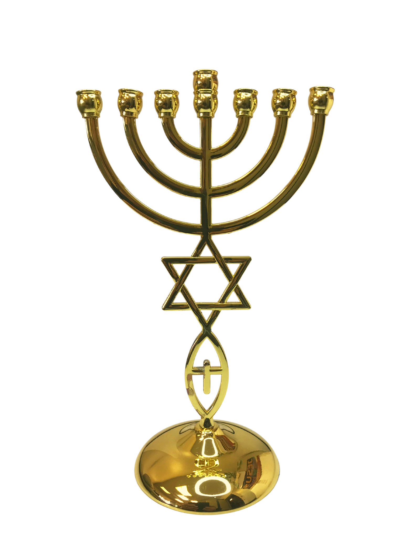 Biedermann & Sons Brass Harp Design Jewish Menorah Chanukah Decor Candle Holder 