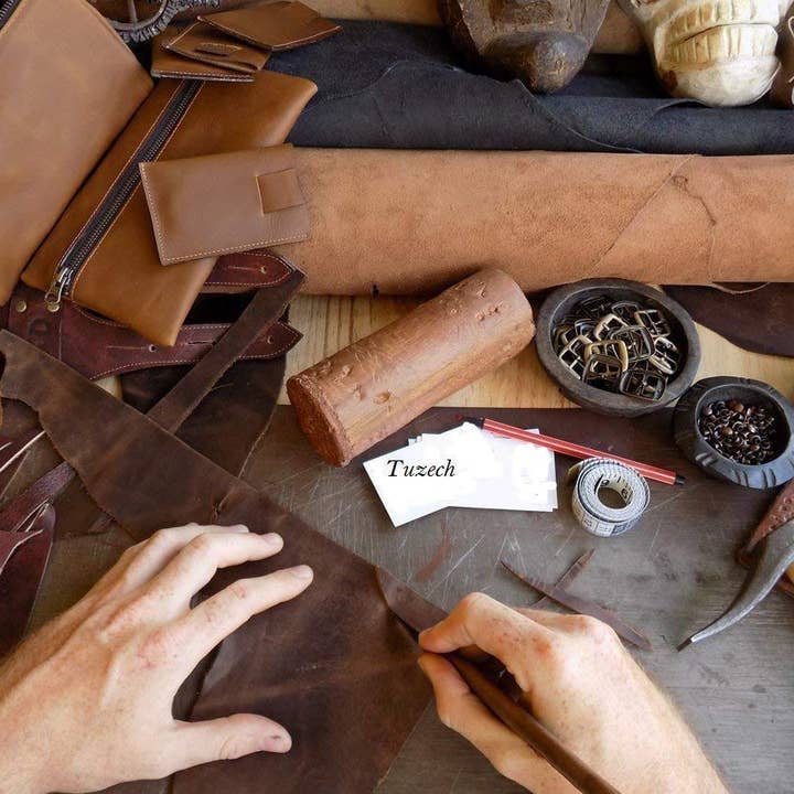 Tuzech Leather – wholesale Förkläde – Tuzech Hållbart Läderförkläde Verktyg/Justerbart/Kock/Tungt Handgjort Justerbart Verktygsförkläde - 30,5 x 23,5 tum