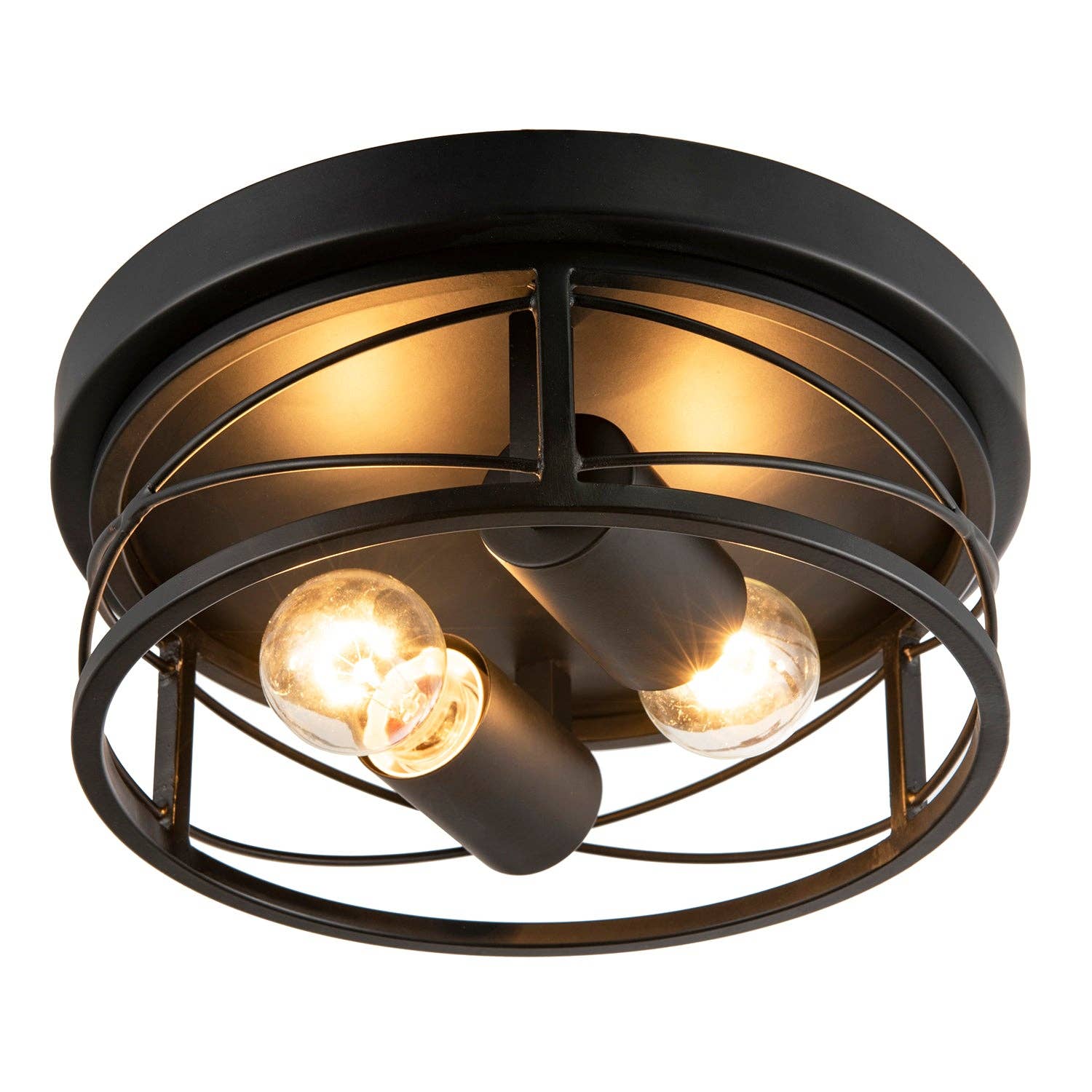 Happy Homewares – wholesale Chandelier/hanging light – Industrial Vintage Black Round Flush Ceiling Light with Wire Design5