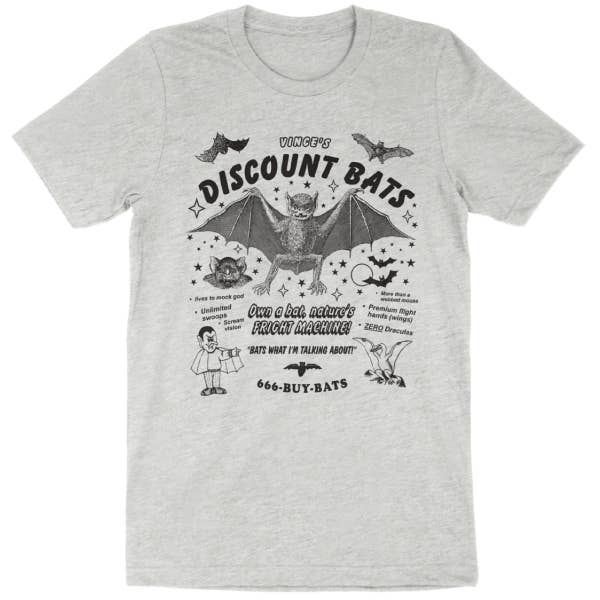 Wicked Clothes – wholesale Screen printed t-shirt – unisex – 'Discount Bats' Shirt1