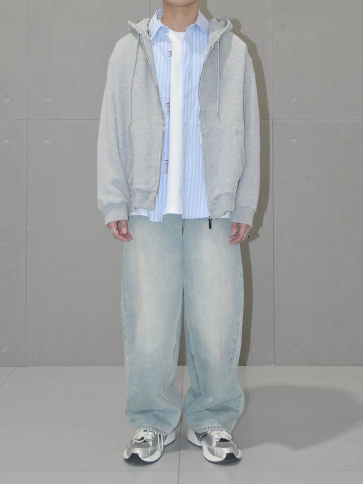 Hoodie com Fecho de Correr Completo Oversized por atacado de Blanc.Noize