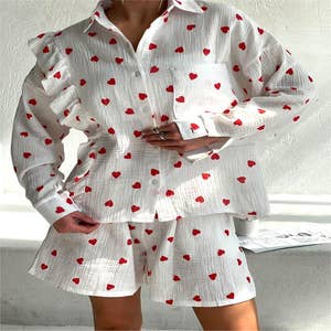 Valentines Day Red Hearts Womens Sleep Shorts with Pockets Pajamas Shorts  for Women Pj Shorts for Workout at  Women's Clothing store