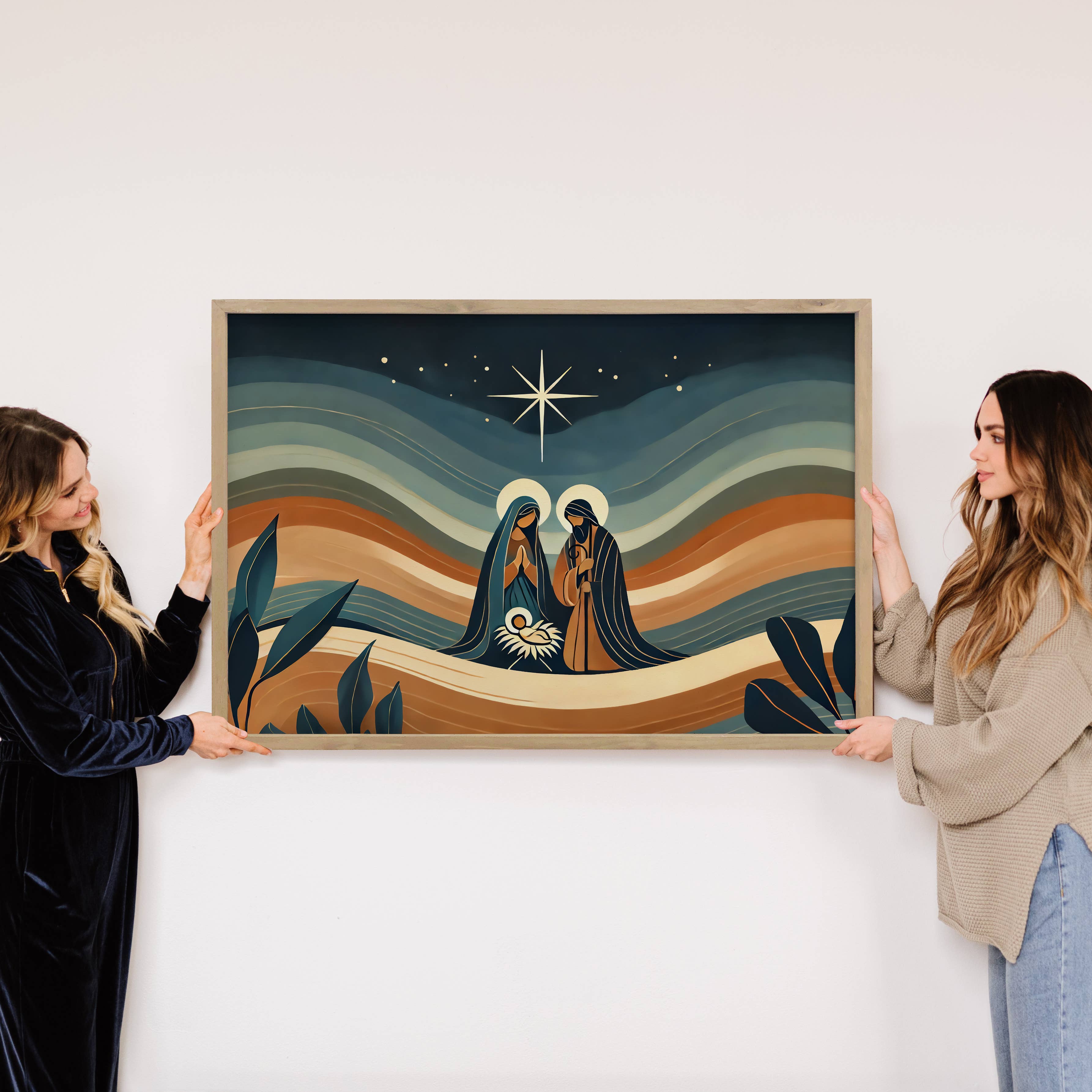 Hangout Home - Wholesale Art Print - Modern Boho Christmas Nativity Rolling Hills - Nativity Art4