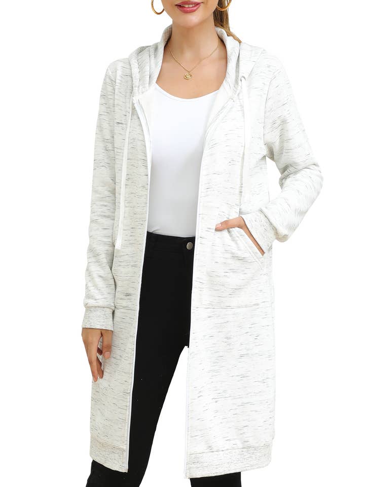 NINEXIS - Vente Sweat à capuche – femme - CWOHOL448_Veste longue légère à capuche zippée13