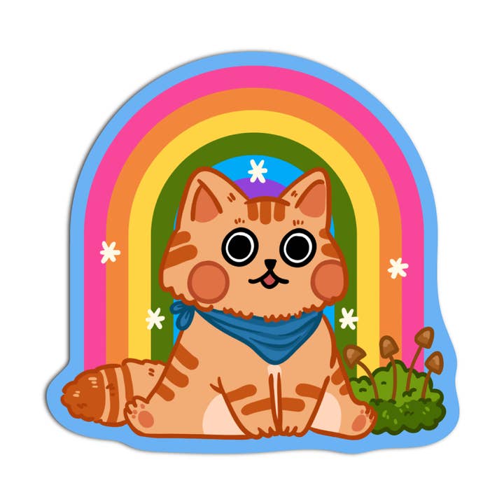 Kawaii Rainbow Dazed Cat Vinyl Waterproof Stickers for wholesale by Girls Printing House