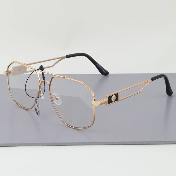 MIX Lion Emblem Straight Aviator Optical Glasses for wholesale on Faire1