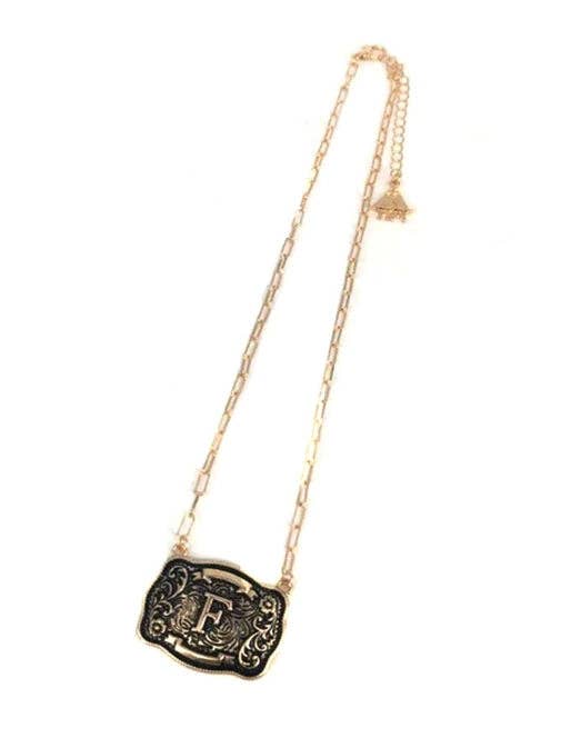 Snowing West - Wholesale Pendant/Charm Necklace - Western Belt Buckle Initial Necklace5