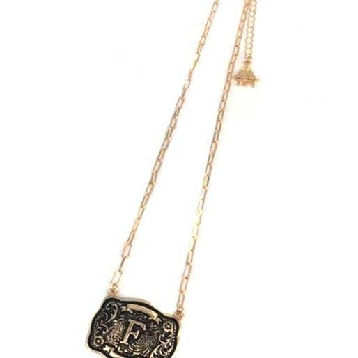 Snowing West - Wholesale Pendant/Charm Necklace - Western Belt Buckle Initial Necklace5