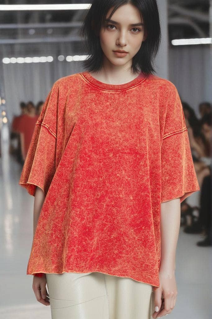 42POPS - Wholesale T-Shirt - Women's - ".._ Washed French Terry Loose fit Top Reg/Plus45