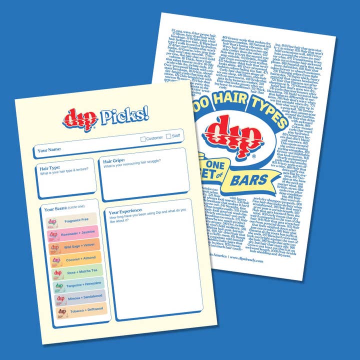 Dip - Wholesale Haircare Set/Kit - 100 Hair Types In-Store Review Cards (5 pack)