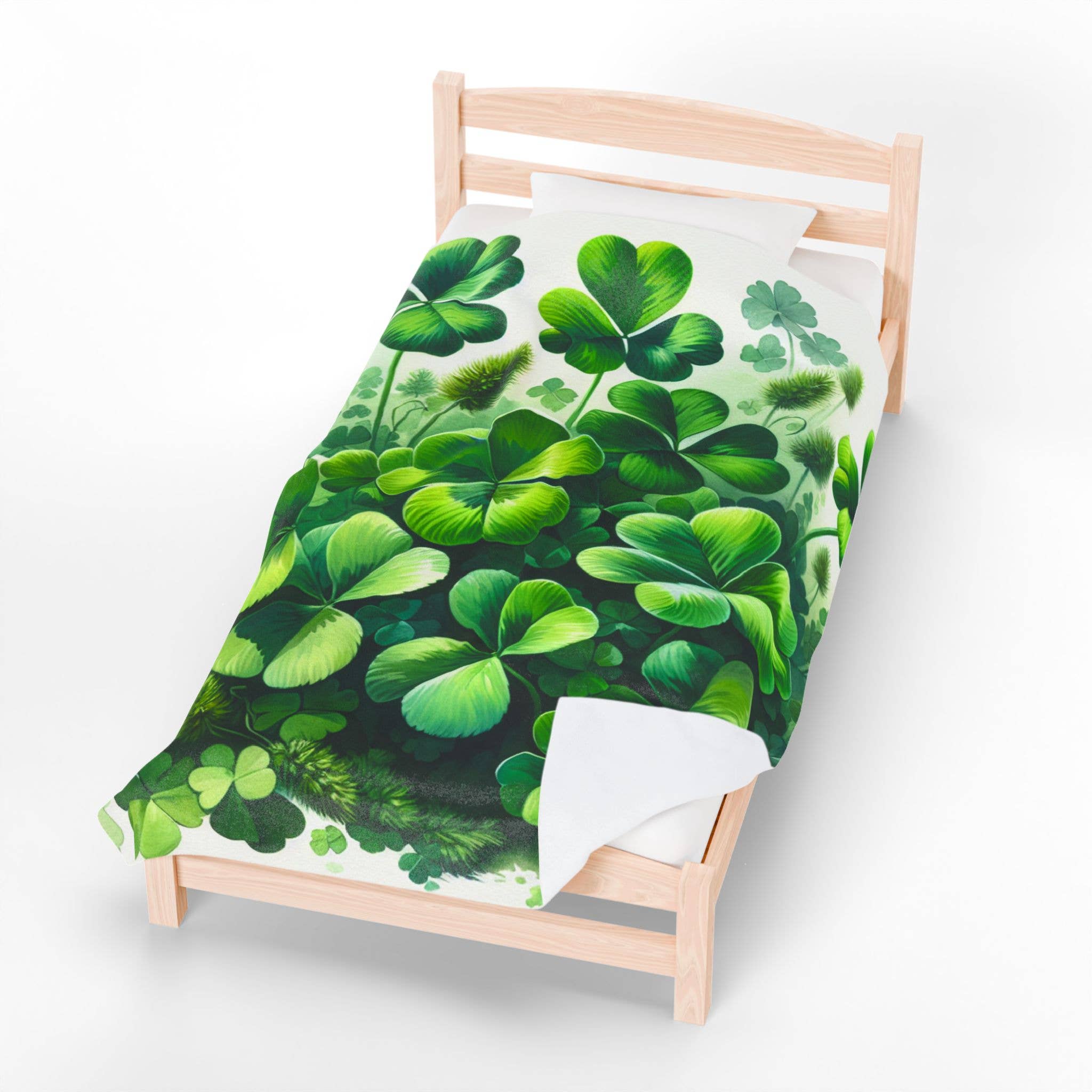 Ohhh So Swag - Wholesale Throw Blanket - Lucky Four Leaf Clover Shamrock Green and White Blanket | US2