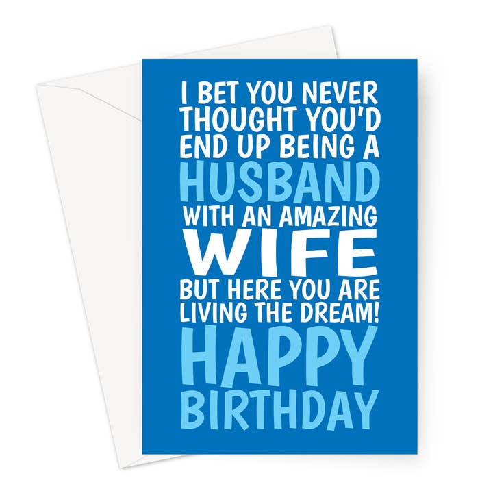 Birthday Card For Husband | From Amazing Wife Pun | 7x5 Card for wholesale by Cupsie's Creations