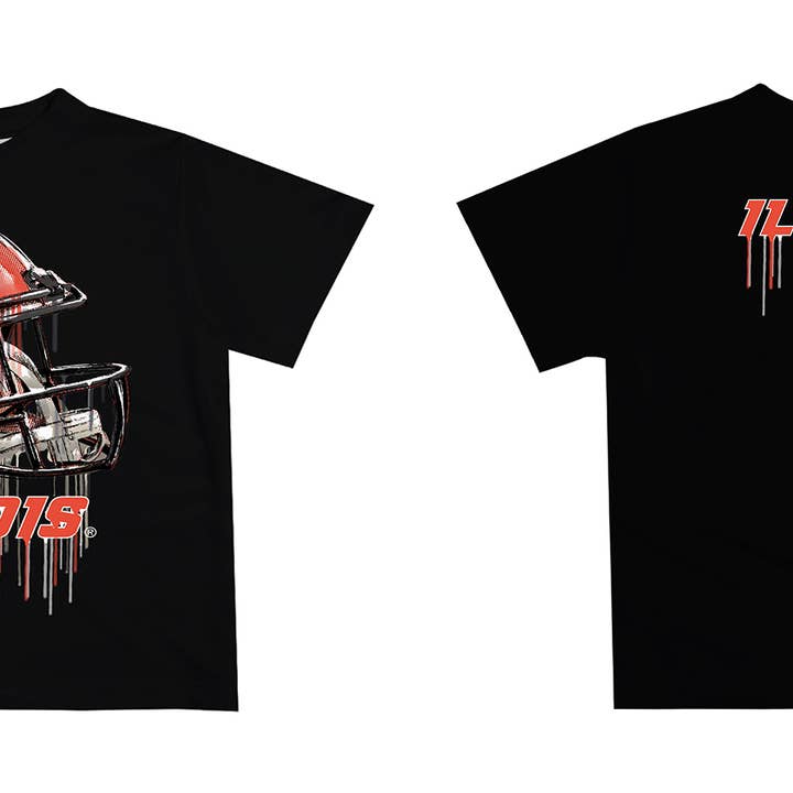 Vive La Fete - Wholesale Screen Printed T-Shirt - Kids - Illinois Fighting Illini Dripping Football Helmet T-Shirt