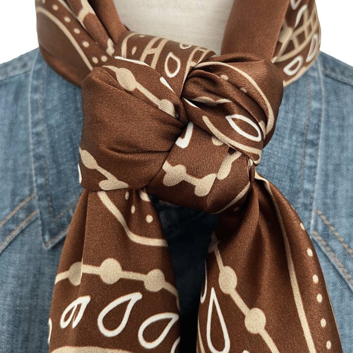Cowtown Wild Rags - Wholesale Scarf - Unisex - Paisley Wild Rags (Mesquite) | Brown Silk Scarf3