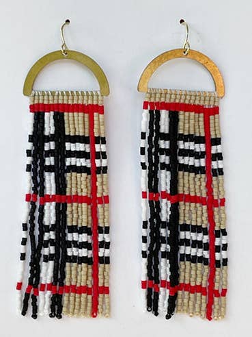 London Plaid Fringe Earrings for wholesale by uncommon milkweed