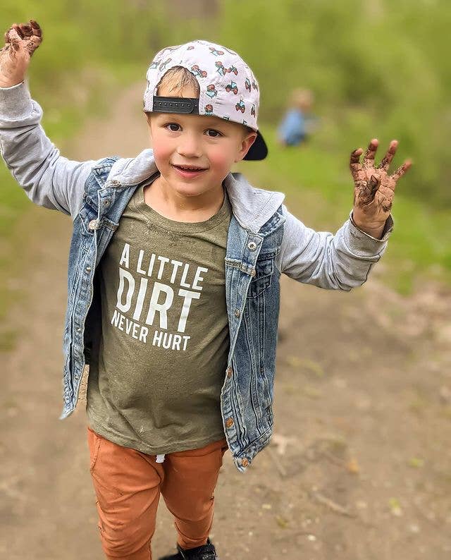 Nature Supply Co - Wholesale Screen Printed T-Shirt - Kids - A Little Dirt Never Hurt Kids T-shirt | Eco Friendly Tee1