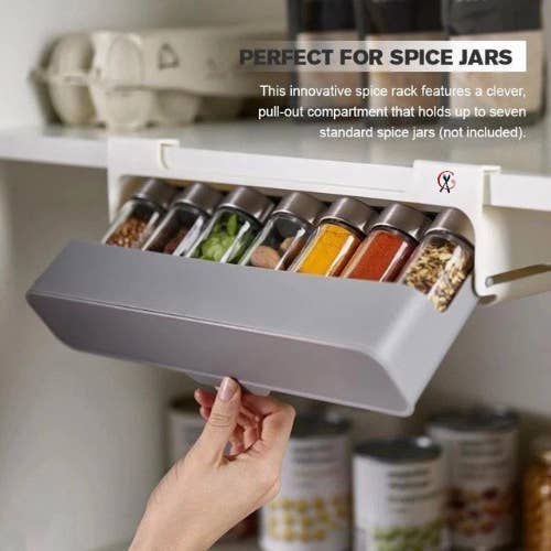 AccessCuisine - Wholesale Spice Rack - Under Shelf Spice Rack Pull Out Organizer with 3M Tape1