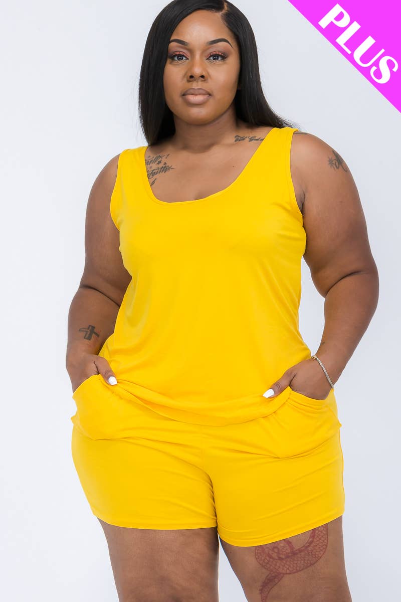 CAPELLA APPAREL – Großhandel Loungewear-Set – Damen – Plus bequemes Trägershirt & Shorts-Set1