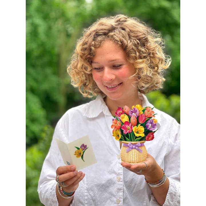 FreshCut Paper LLC - Wholesale Everyday Greeting Card - Mini Festive Tulips (10 Pop-up Greeting Cards)2