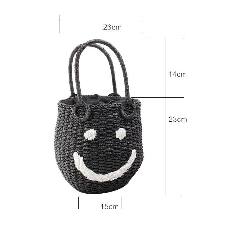 Yellow Smiley Straw Bag HB2176 for wholesale on Faire2