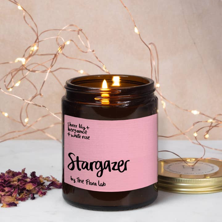The Flora Lab | Hand Poured Natural-Wax Candles - Wholesale Jar/Filled Candle - Stargazer Pink Floral Candle | Mother's Day Candle GIft
